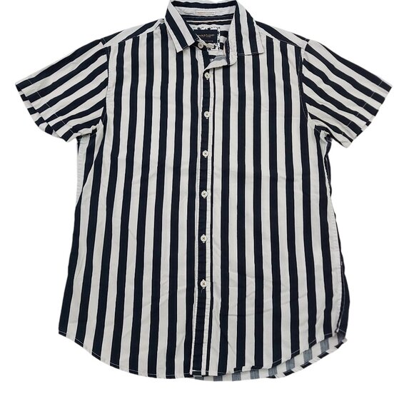 Denim & Flower Other - Denim & Flower Button Up Shirt Youth Small Blue White Stripes Short Sleeve